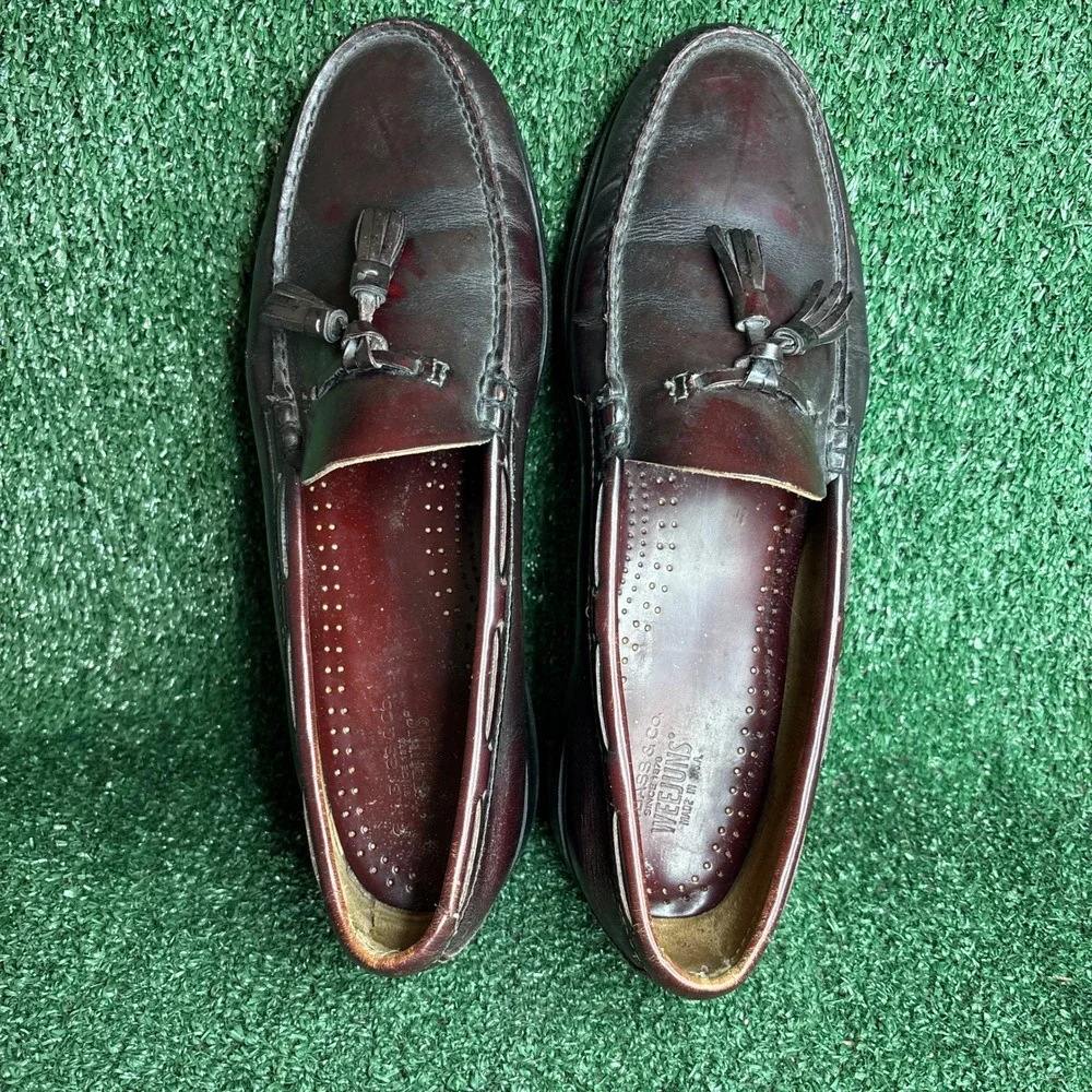 G.H. Bass & Co. Weejuns Tassel Leather Classic Preppy Loafers Burgundy Mens 12 D